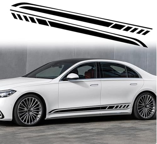 YMNBFCX 2 Stück Auto Streifen Aufkleber für BMW 2er Gran Coupé (F44) 2020 2021 2022 2023 2024 2025 Grafik Aufkleber Auto Karosserie Seitenstreifen Seitenaufkleber Vinyl Dekorative,A/Black