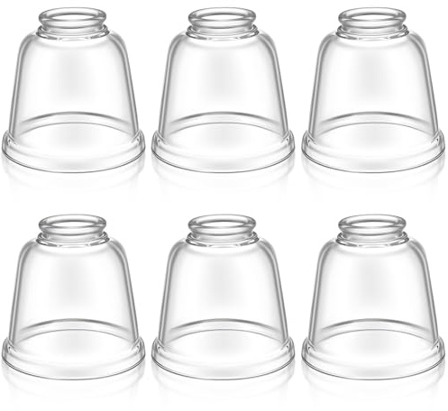 Teenyyou 6 Stück transparente Glaskugeln für Deckenventilator-Lichter, Glas-Lampenschirm, Ersatz für Kronleuchter, Tisch-Wandleuchter, 5,4 cm Montierung, 11,4 cm Durchmesser x 11,4 cm Höhe