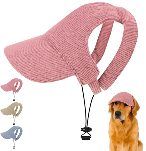 Yoolhamy Chapeau pare-soleil pour chiens - Chapeau de protection d'été pour chien mignon - Casquette de baseball avec sangle de menton - Rose - Taille L