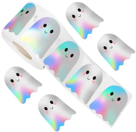 Halloween Aufkleber Für Kinder, Niedliche Halloween Geist Aufkleber Holographischer Bastelaufkleber Deko Für Umschlag, Tagebuch, Fenster, Tür, Wand, Flasche, 500 Stück