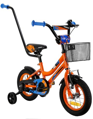 MIRAVO Kinderfahrrad Fahrrad Kinder Ab 2 Bis 8 Jahre Mit Schubstange V-Brake Bremsen Rückstrahl Aufkleber 12 14 16 20 Zoll Radgröße Korb Für Junge Spark