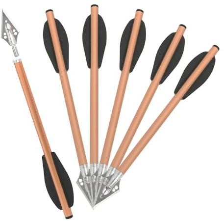 FQH 6.3 Zoll Bogenschießen Bolzen 24 Stück Stahl Broadhead Aluminiumlegierung Pfeil für Bogen Outdoor-Aktivitäten Jagd Schießen Bogenschießen Ziel (Gold)