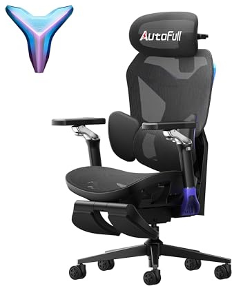 AutoFull G7, Ergonomischer Gaming-Stuhl mit RGB-Audio-Synchronisation, RGB | Mesh-Material, Lendenstütze, Belastbarkeit 150 kg, Partner von Sportwettkämpfen, geeignet für Büro und Gaming