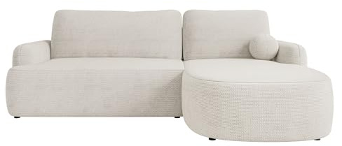 Mirjan24 Ecksofa Loridu für Wohnzimmer mit Schlaffunktion und Bettkasten, Eckcouch, L-Sofa, Polsterecke, abgerundete Kanten (Flow 06, Seite: Rechts)