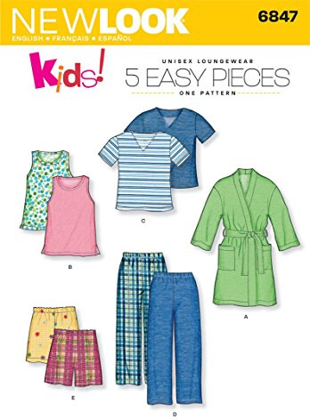 New Look 6847 Size A Child Sleepwear Sewing Pattern, Multi-Colour