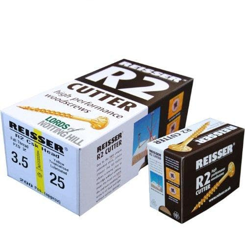 Reisser - 3.5 X 25 R2 Cutter Wood Screw CSK Yellow Pozi Full Thread (200)