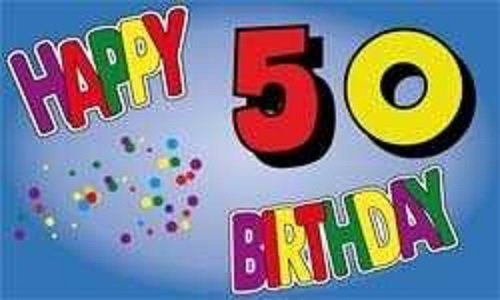 U24 Fahne Flagge Happy Birthday 50 II Geburtstag 90 x 150 cm