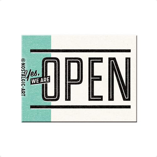 Nostalgic-Art 14325, Achtung, Yes, we are Open Magnet, 8 x 6 cm