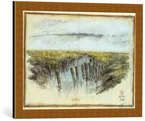 kunst für alle Bild mit Bilder-Rahmen: Ole West Pril Wattseite - dekorativer Kunstdruck, hochwertig gerahmt, 60x42 cm, Kupfer gebürstet