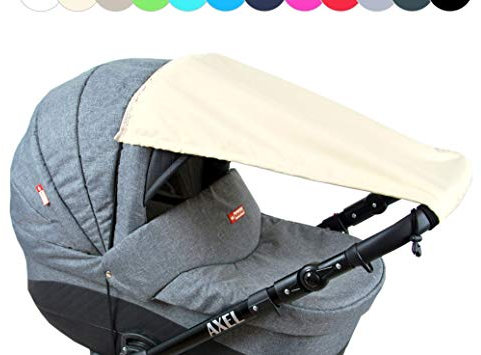 BABYLUX Sonnenschutz UV Rollo Schütz SONNENSEGEL Sonnendach für Kinderwagen Buggy (Beige)
