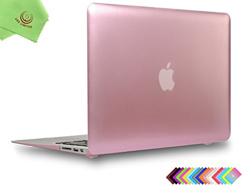 UESWILL Luxury Gold Metallic Coated Matte Hard Shell Case Cover Compatible with MacBook Air 11 inch (Model: A1370 / A1465) + Microfibre Cleaning Cloth, Rose Gold