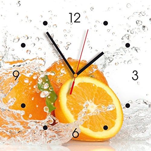 contento Wanduhr ORANGE, Uhr aus MDF Bedruckt, 28x28x2,1cm