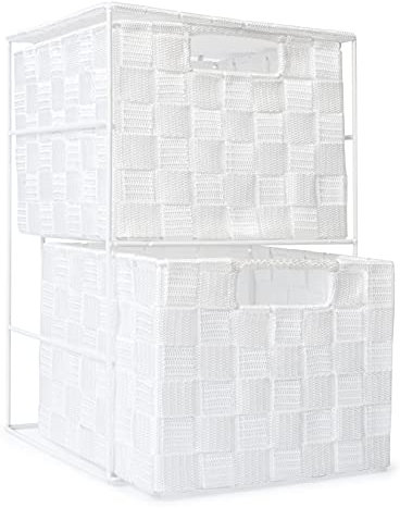 EHC 2 Drawer Storage Cabinet for Bedroom, Bathroom - White