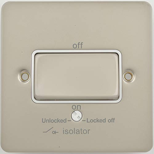 Schneider Electric Ultimate Flat Plate - Single Fan Isolator Switch, 3 Pole, 10A, GU1213WPN, Pearl Nickel with White Insert