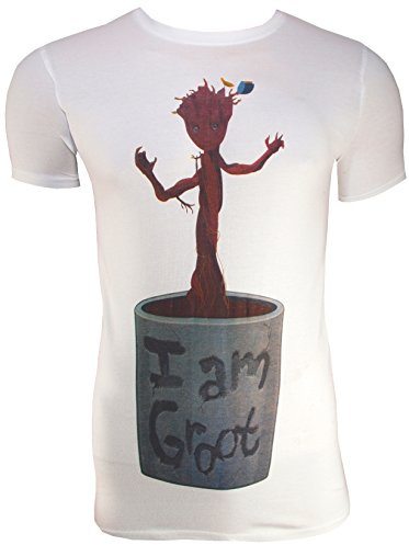 Guardians of The Galaxy T-Shirt, I am Groot - Flower Pot, White - L