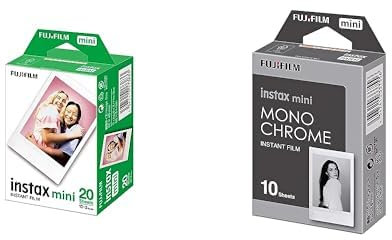 Twin Films pour instax mini - 86 x 54 mm - 10 feuilles x 2 paquets plus Fujifilm 70100137913 Développement Instantané Monochrome