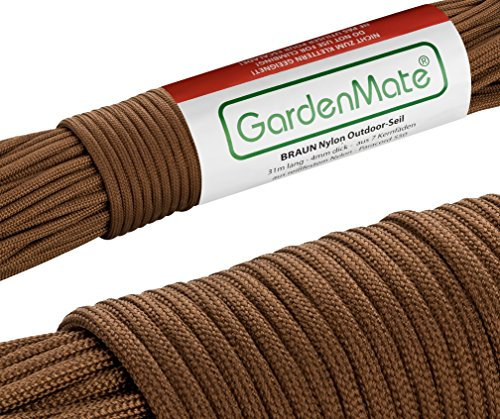 GardenMate Cuerda de nailon para exteriores Paracord 550 profesional I 31 m longitud 4 mm grosor I Cuerda con revestimiento y núcleo de 7 hilos de nailon resistentes al desgarro