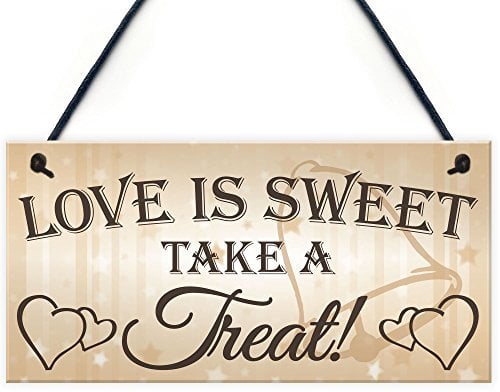 RED OCEAN Love Is Sweet Take A Treat Hanging Wedding Cake Table Plaque Decoration Sign