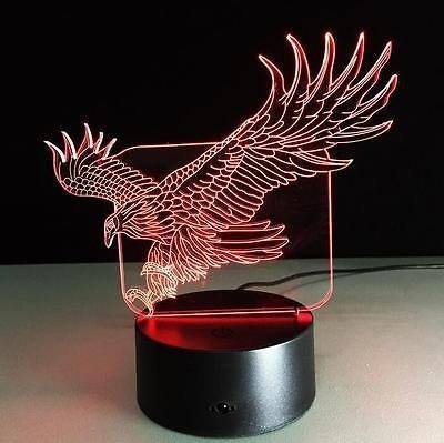 3D Adler Lampe USB Power 7 Farben Amazing Optical Illusion 3D LED Lampe Formen Kinder Schlafzimmer Nacht Licht