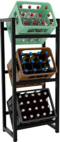 CLP Getränkekistenständer Stack I Platzsparendes Robustes Kistenregal für Getränkekisten I In verschiedenen Größen und Farben erhältlich, Farbe:schwarz, Größe:116x47x31 cm
