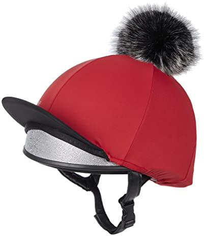 Lemieux Bonnet d'équitation en Soie avec Pompon en Soie avec Tissu Extensible dans Les 4 Sens Assorti avec Couches de Base et Tapis de Selle – Casque d'équitation – Taille Unique