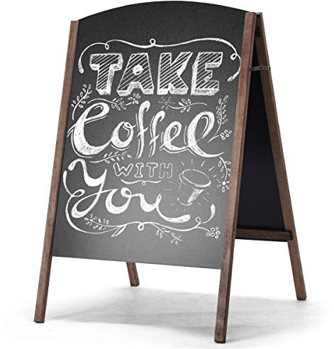 GOPLUS Kreidetafel Aufsteller, 80 x 65 cm Kundenstopper aus Holz, Werbetafel Kindertafel Standtafel Werbeaufsteller Schreibtafel Maltafel