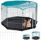Relaxdays Freilaufgehege, Boden, Abdeckung, 8 Gitter, Kaninchen, Meerschweinchen, Gehege, HBT: 92 x 160 x 160 cm, Silber, L