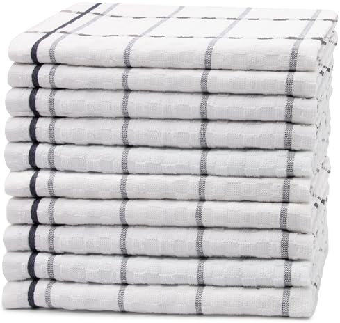 ZOLLNER 10er Set Geschirrtücher Baumwolle in 45x60 cm - saugstarke und langlebige Küchentücher - waschbar bis 60°C – in weiß - Gastronomiequalität - Oeko Tex® Zertifiziert