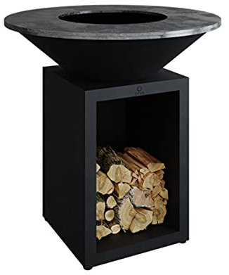 OFYR Grill aus Stahl für den Außenbereich, Modell Classic Storage Black 100, funktioniert mit Holz.