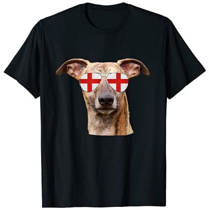 England Dog Flag Sunglasses Football Soccer Fan T-Shirt