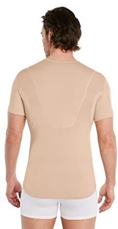 FINN Anti-Schweiß Shirt Herren mit V-Ausschnitt und Rücken-Einsatz – Unterhemd gegen Schwitzen mit Achselpads – 100% Schutz vor Schweißflecken und Geruch Hautfarbe Nude XL