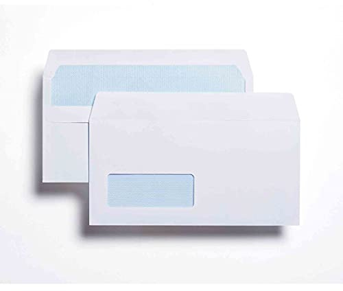 White Envelopes Self-Seal | 110mm x 220mm | DL with Window Plain | 80 GSM | Pack of 1000