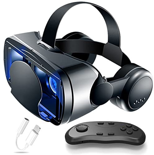 JYMYGS VR Glasses, Virtual Reality Headset, VR Headsets Support Android and IOS, Bluetooth Connection for iPhone 13 Pro Max/13 Pro/13/12/11, for Samsung Galaxy S21, Huawei, Xiaomi