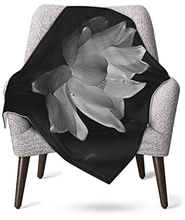 Superweiche Babydecke, Schwarz / Weiß mit Blumenmuster, 76 x 101 cm