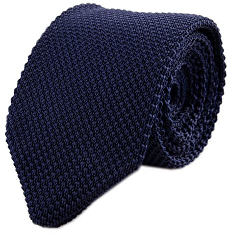 Herren-Krawatte, schmal, Strick, formell, Basic, Vintage, gemischtes Muster, lässig, 6,1 cm, marineblau, Einheitsgröße