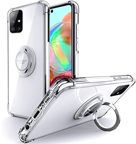 Silverback Hülle Kompatibel mit Samsung Galaxy A71 4G Handyhülle mit 360 Grad Ring Halter Schutzhülle TPU Schock Stoßfester Stoßfänger Weiche Dünn Durchsichtig Case für Samsung Galaxy A71 4G - Clear