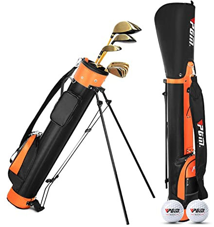 Golftasche mit Standfunktion für Damen und Herren, einfach zu tragen und langlebig, Spielfeld-Golftasche, ideal für Golfplatz und Reisen, leicht und wasserdicht, schwarz (schwarz + orange)