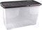 Strata Curve Große Aufbewahrungsbox mit schwarzem Deckel,100 Liter, 80x40x48cm - transparent