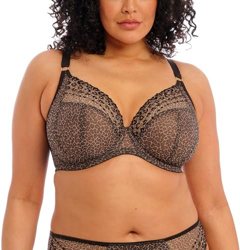 Elomi Reggiseno Matilda da Donna a Tre Pezzi, Coppe in Rete Trasparente, Pannelli di Supporto Laterali con Gancio a J Mobile per Reggiseni DD+ Racerback, Leopardati, 3GG
