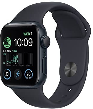 Apple Watch SE (2nd generation) (GPS, 40mm) Smart watch - Midnight Aluminium Case with Midnight Sport Band - Regular. Fitness & Sleep Tracker, Crash Detection, Heart Rate Monitor, Water Resistant