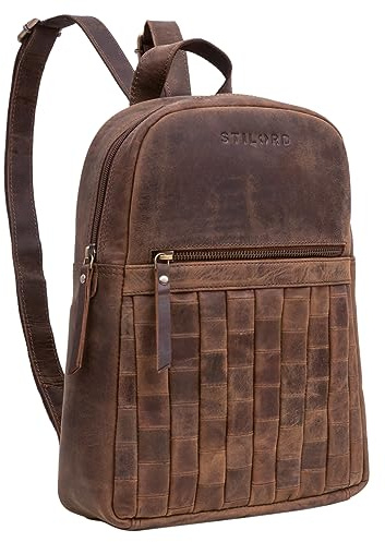STILORD Ilda Lederrucksack Damen klein Leder Cityrucksack für Frauen Daypack kleine Rucksackhandtasche für 12,9 Zoll iPads Vintage Echtleder Farbe:vinto - braun