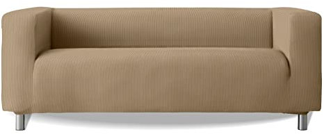 Milica Sofahusse kompatibel mit IKEA Klippan und ähnlichen Sofas mit hohen Armlehnen | Modell Aruba | Hochwertiger Stretch-Stoff, waschbar | Für Haustiere und Kinder geeignet | Farbe Leinen