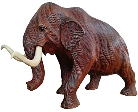 Wogeka - Schöne Mammut Statue- Schnitzerei aus Holz als Geschenk-Idee zu Geburtstag Weihnachten zur Wand-Dekoration Elefant Handarbeit (Mammut20 (Höhe 20 cm))