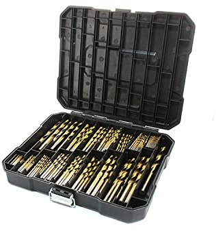 230 Pcs Drill Bit Set,Titanium Twist Drill Bit Set - 135°Tip High Speed Steel Drill Bit Kit Titanium Coated Bits Size for Wood, Metal, Plastic with Storage Case