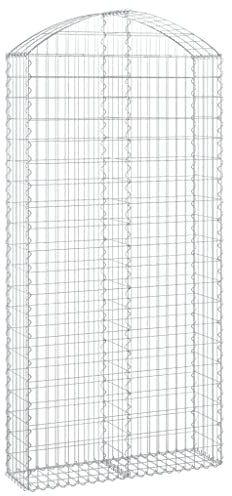 vidaXL Panier de Gabions Arqué Cage à Gabion Mur de Gabion Panier à Pierre Gabion pour Pierre Jardin Patio Extérieur 100x30x200/220 cm Fer Galvanisé
