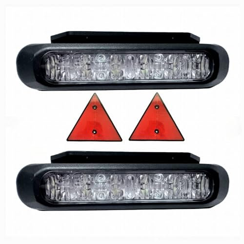 MelTruck 2x Blaue LED Frontblitzer + Dreieckrückstrahler | ECE R65 XB1, E9, IP68 | 6 Blitzmuster | 12–36V | Für Einsatzfahrzeuge, Krankenwagen, Rettungsdienst, Notfallfahrzeuge