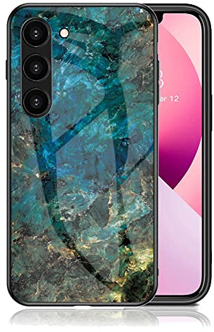 IMEIKONST Kompatibel mit Samsung Galaxy S23 Plus Hülle, Kratzfestes Stoßfest Marmor Handyhülle Ultradünne Schutzhülle Weicher Silikon Bumper Smartphone Cover für Samsung S23 Plus. Smaragd Blau LSM