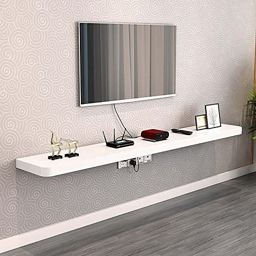 URBERY Console TV Flottante, Meuble TV Fixé Au Mur, Support Organisateur De Lecteur DVD Blu-Ray Fixé Au Mur pour Étagère Flottante De Bureau À Domicile/Noir/100Cm/Blanc/120Cm