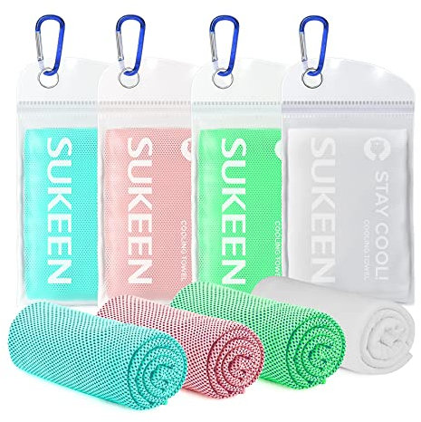 Sukeen 4 Stück kühlendes Handtuch für Kinder (78.9x22.9 cm), Eishandtuch, weiches, atmungsaktives, kühles Handtuch, Bewegung, Schule und mehr Aktivitäten