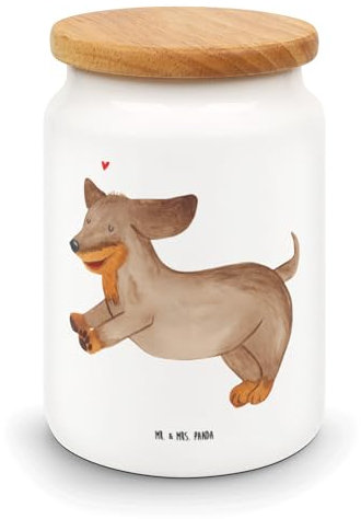 Mr. & Mrs. Panda Vorratsdose Hund Dackel - Geschenk, Herz, Frischhaltedosen, Tierliebhaber, Mottensichere Vorratsdosen, Aufbewahrungsdosen Küche,
